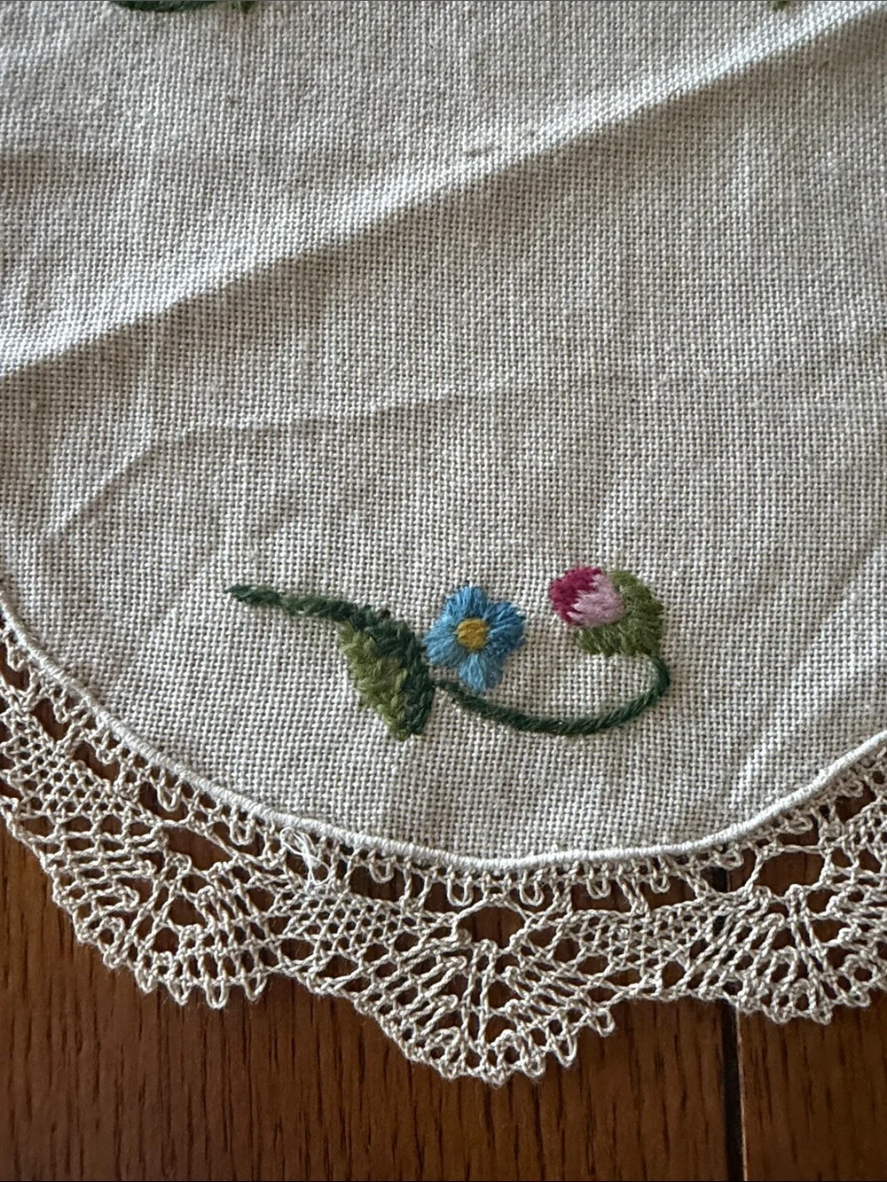 Embroidered Floral Lace Doilies – Set of 2